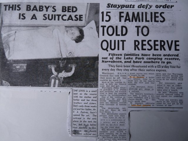 Herald Newspaper article about Narrabeen lakes camp 1950's